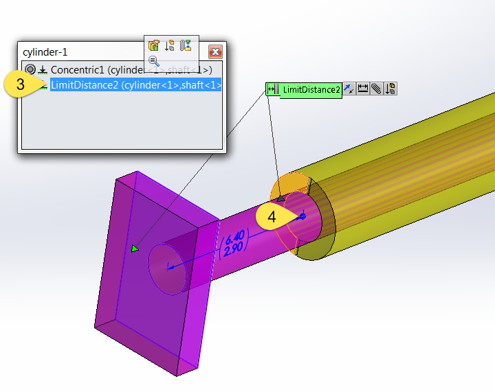 limit mate with solidworks with 2 values