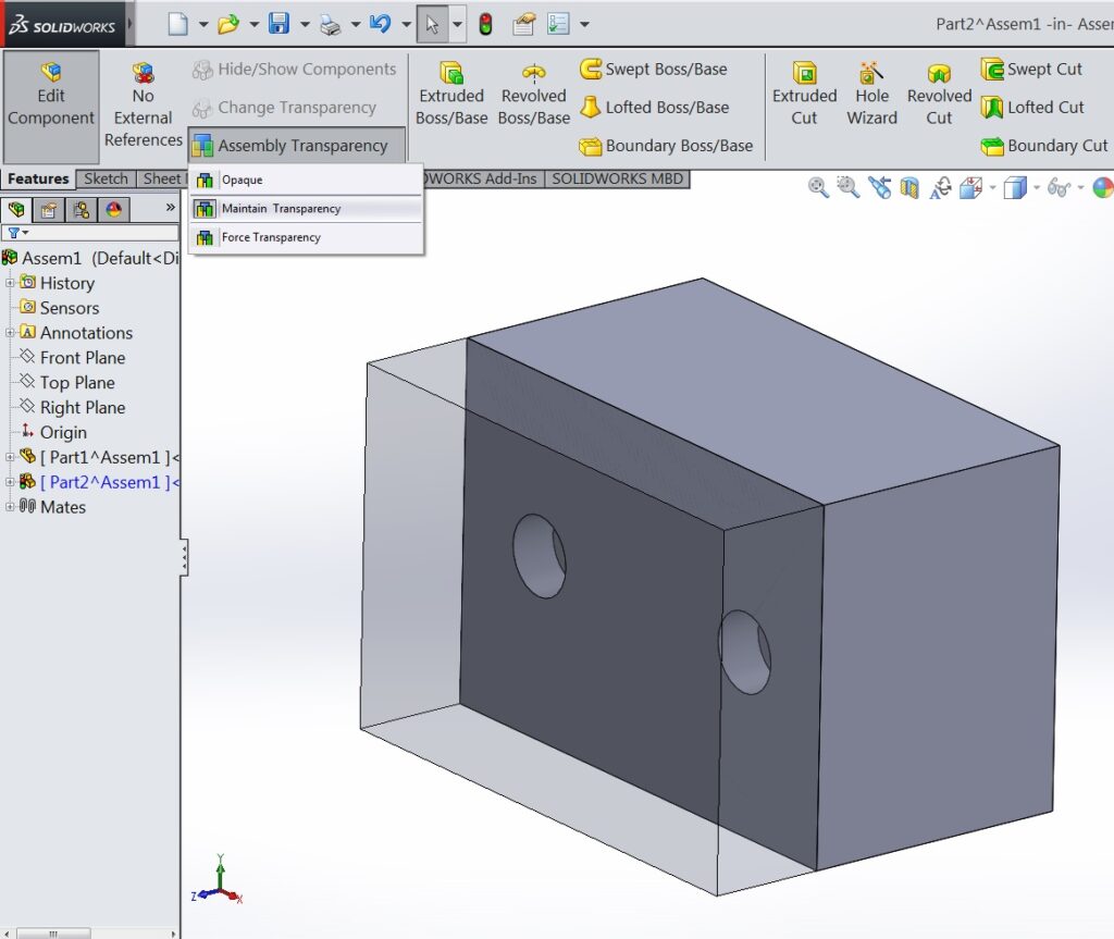 SOLIDWORKS: Editing parts in Context and Transparency - Computer Aided ...