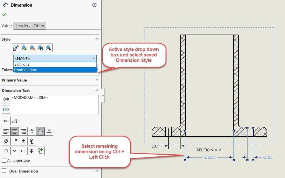 Increasing SOLIDWORKS Efficiency With Dimension Styles